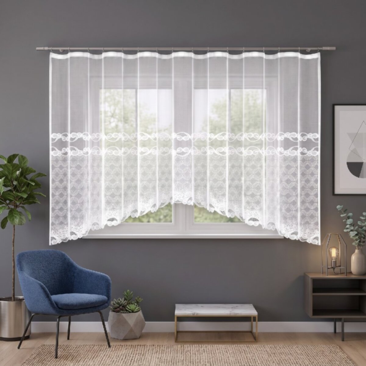 Dekorační žakárová záclona s řasící páskou MICHAELA 150 bílá 300x150 cm MyBestHome