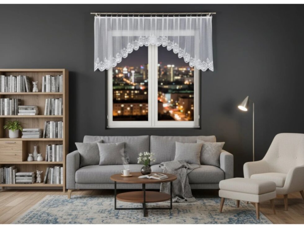 Dekorační oblouková krátká záclona na žabky ZANETA 80 bílá 300x80 cm MyBestHome