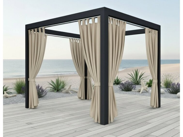 Venkovní zahradní závěs s poutky PORTO světle béžová 03 různé rozměry Mybesthome