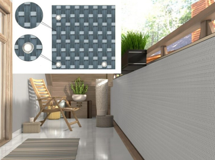 Balkonová ratanová zástěna s očky MALMO výška 90 cm, 100 cm, 110 cm - cena za 1 běžný metr tmavě šedá/světle šedá MyBestHome