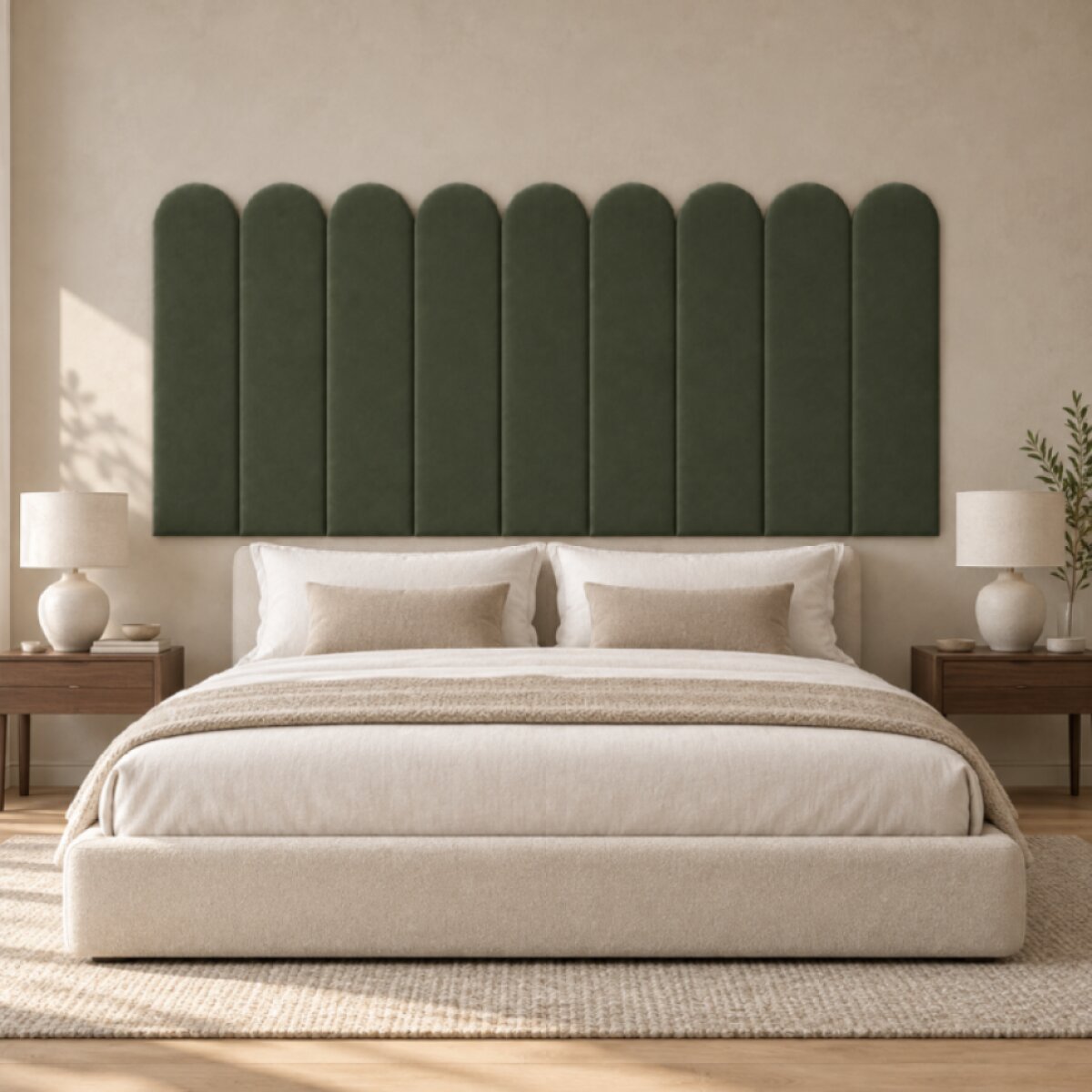 Čalouněný nástěnný panel různé rozměry x šířka 20 cm khaki oblouk MyBestHome