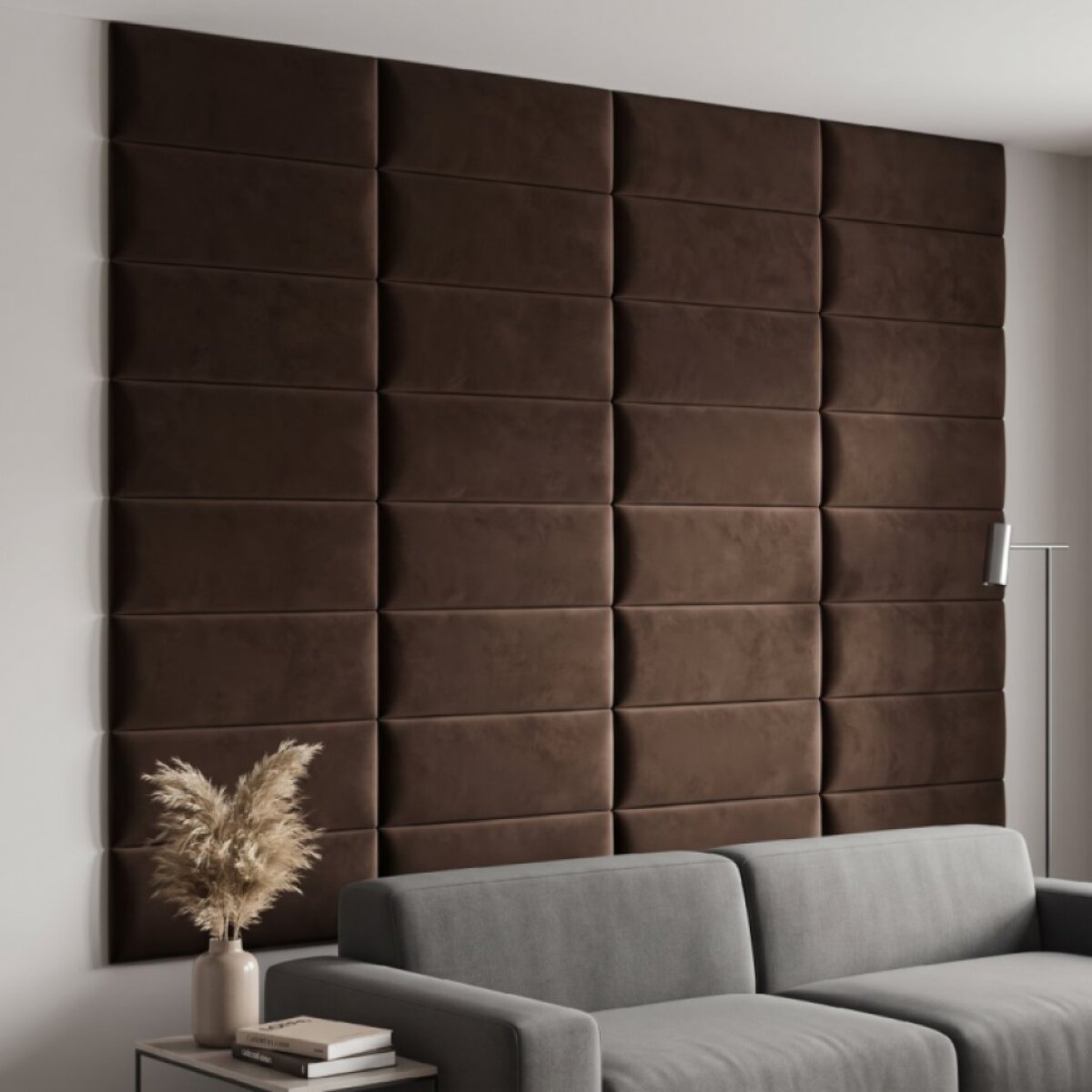 Čalouněný nástěnný panel různé rozměry x šířka 20 cm hnědá obdélník MyBestHome
