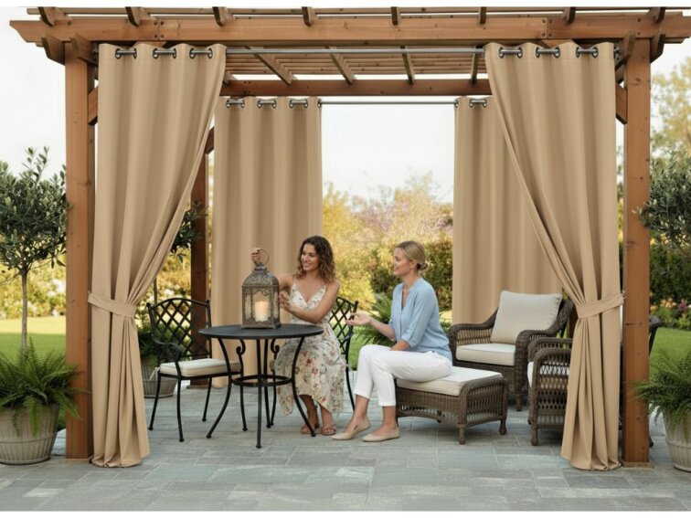 Venkovní zahradní závěs s kroužky MONTANA color 21 béžová, různé rozměry MyBestHome