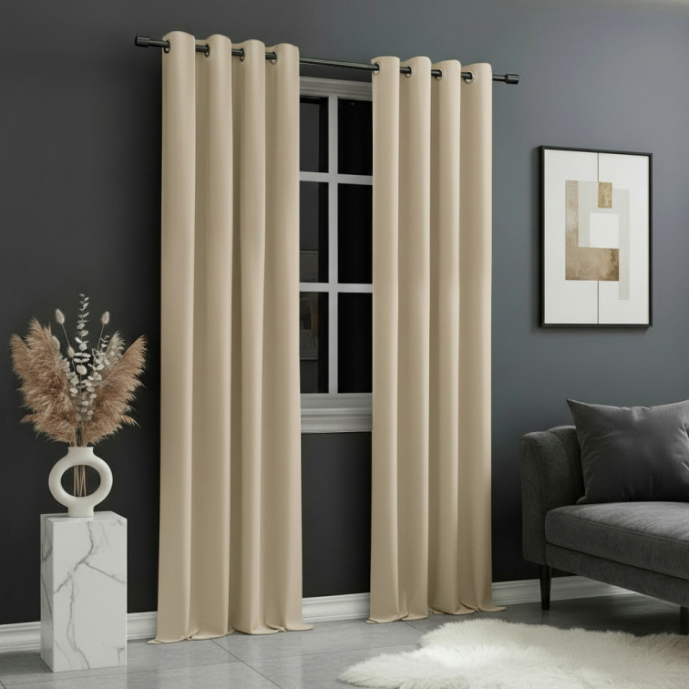 Dekorační dlouhý jednobarevný závěs s kroužky EASY TOP cappuccino 1x140x250 cm (cena za 1 kus) MyBestHome