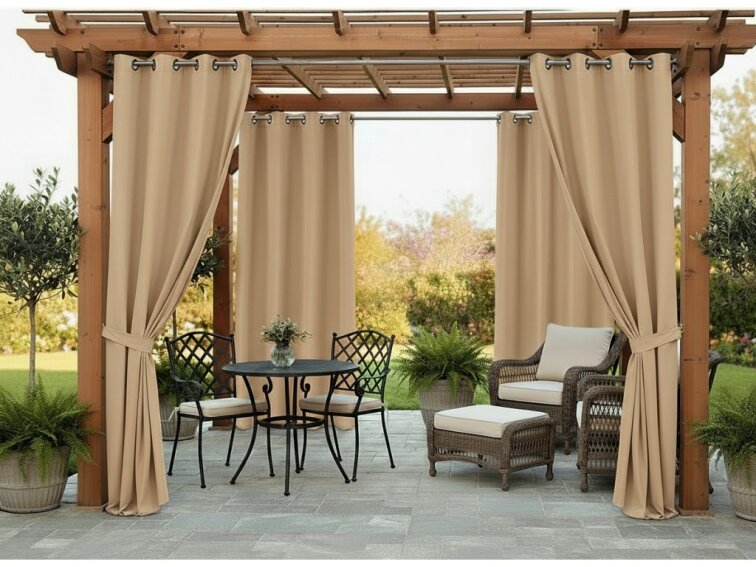 Venkovní zahradní závěs s kroužky MONTANA color 21 béžová, různé rozměry MyBestHome