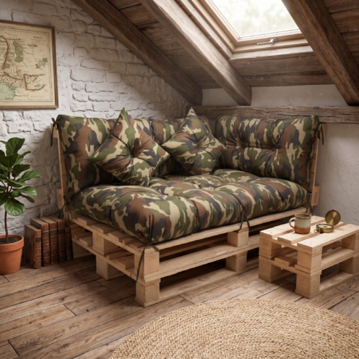 Interiérový polstr na palety LIVING 98 khaki – do obývacího pokoje MyBestHome