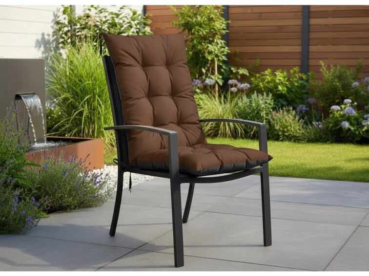 Zahradní prošívaný podsedák na židli s opěrkou 50x50x80 cm CALLUM color 22 hnědá Mybesthome