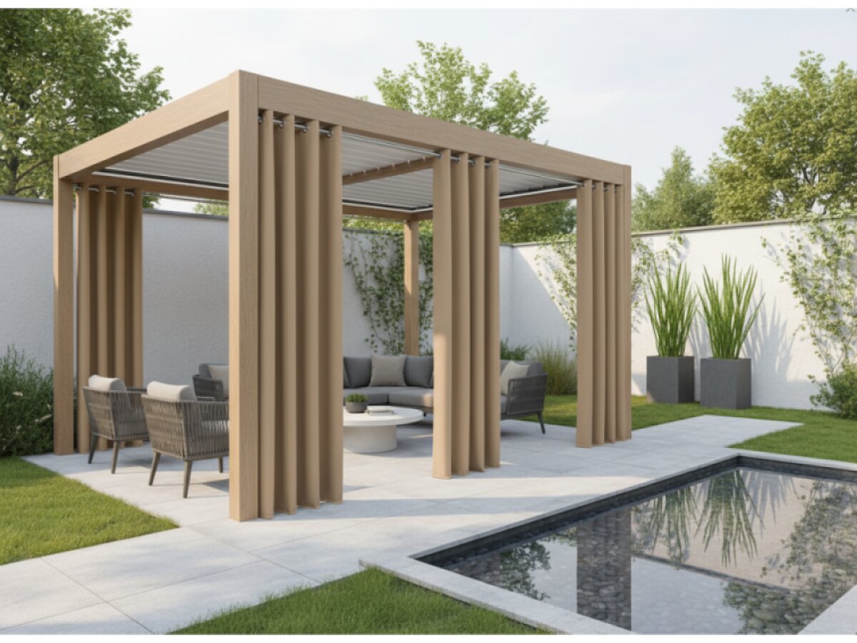 Venkovní zahradní závěs s kroužky GARDENIA RING béžová, šířka 140 cm výška různé rozměry Mybesthome