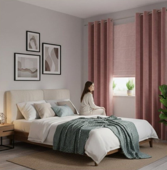 Dekorační velvet závěs s kroužky VALENTINO 013 tmavě růžová 140x250 cm (cena za 1 kus) MyBestHome