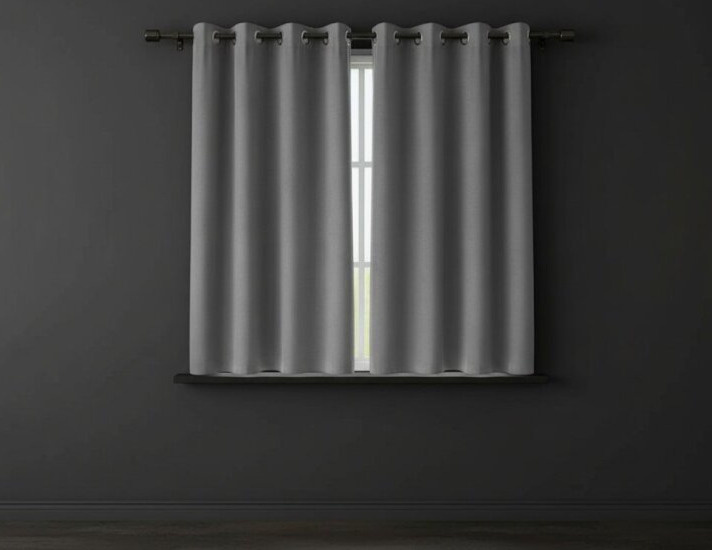 Zatemňovací krátký závěs s kroužky "BLACKOUT" NEW VITORIA 135x160 cm šedá (cena za 1 kus) Mybesthome