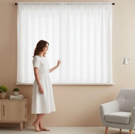 Dekorační krátká šifonová záclona s řasící páskou IZABEL TAPE 350x150 cm bílá MyBestHome