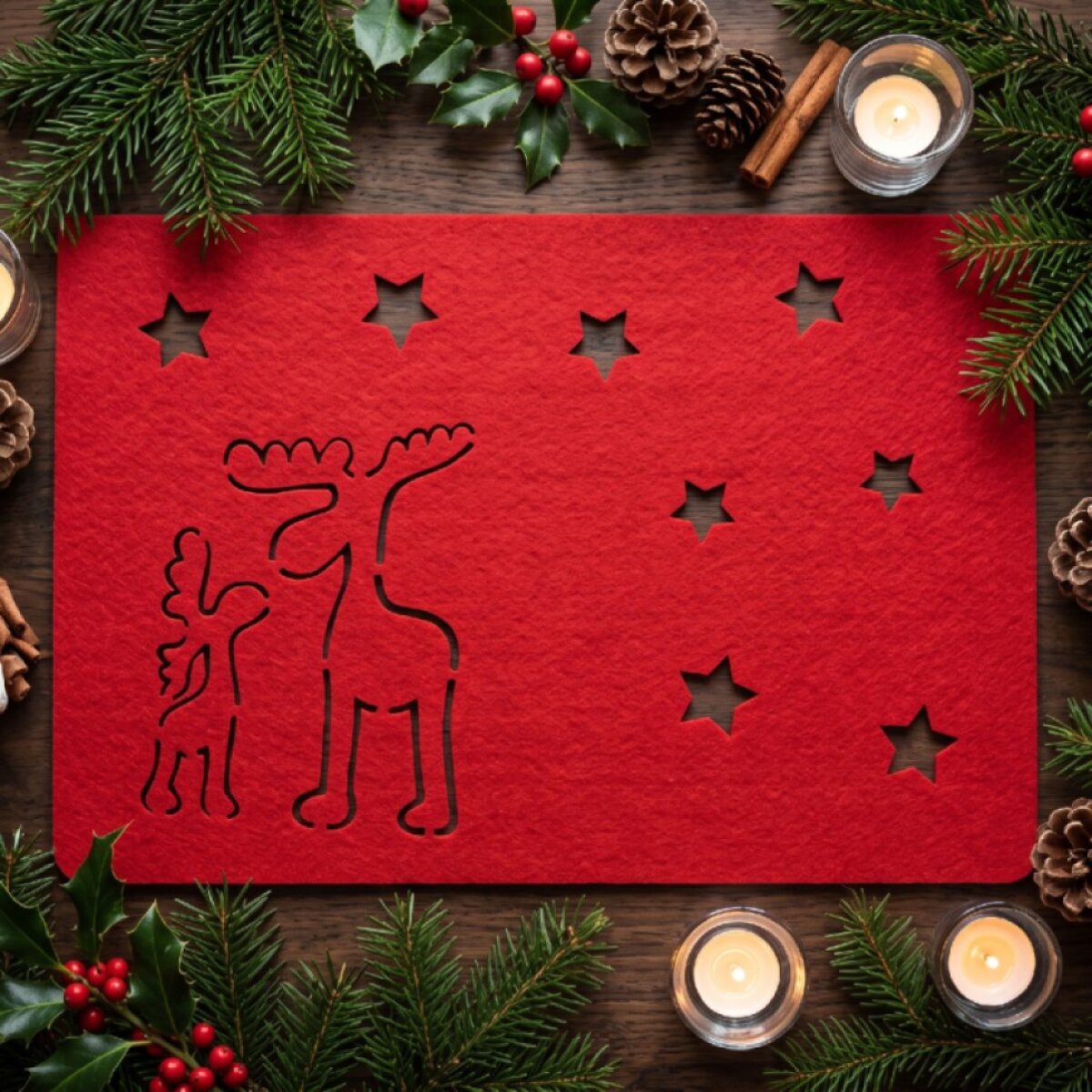 Vánoční filcové prostírání NATALE IV. červená 30x40 cm