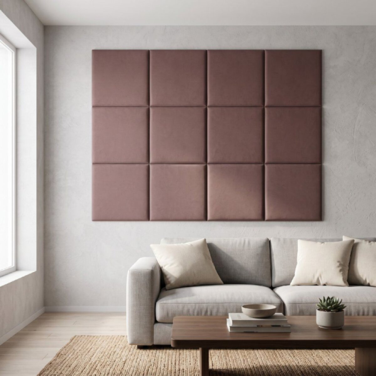 Čalouněný nástěnný panel různé rozměry tmavě růžová čtverec MyBestHome
