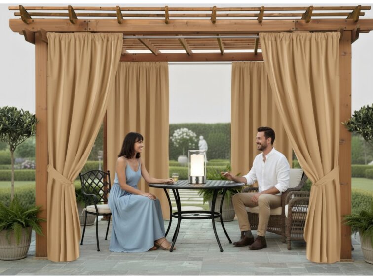 Venkovní zahradní závěs s tunýlkem JAMAICA color 37 latté, různé rozměry MyBestHome