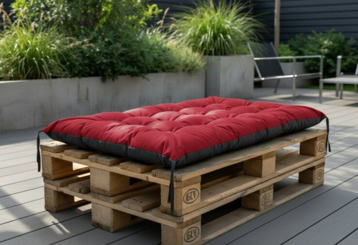Prošívané sezení na paletu RICCO color 10 červená 120x80 cm polstr na paletu - sedák Mybesthome