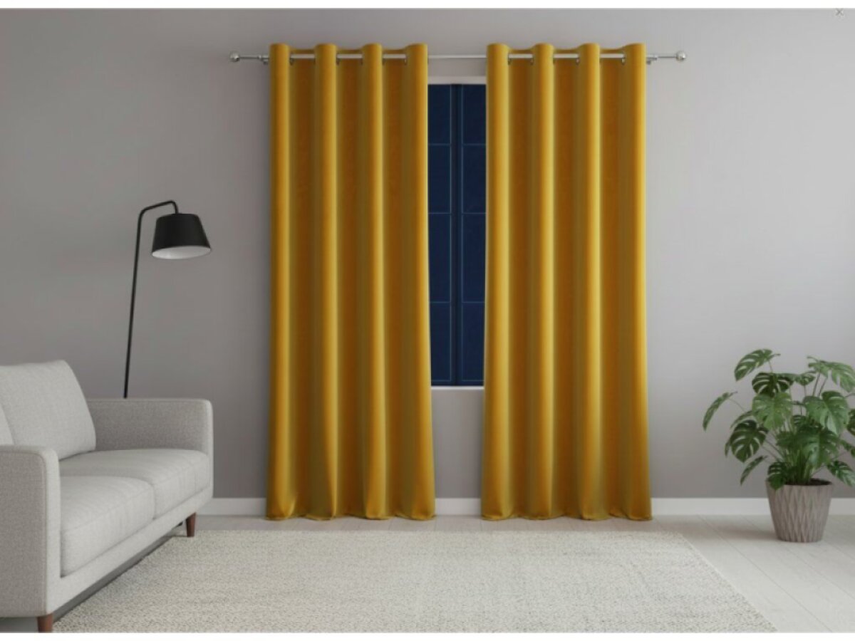Dekorační velvet závěs s kroužky VALENTINO 019 mustard/hořčicová 140x250 cm (cena za 1 kus) MyBestHome