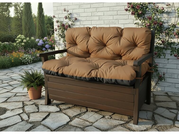 Prošívané sezení JONAS color 44 CAPPUCCINO různé rozměry, polstr na zahradní lavici - sedák s opěrkou, Mybesthome