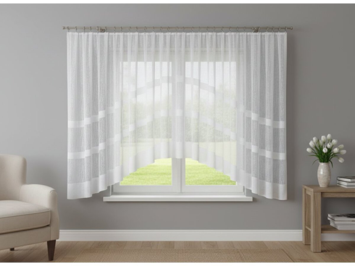 Dekorační krátká vzorovaná záclona na žabky WIKTORIA 160 bílá 500x160 cm MyBestHome