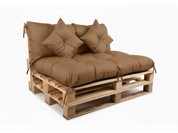 Polstr CARLOS color 44 cappuccino, sedák 120x80 cm, opěrka 120x40 cm, paletové prošívané sezení Mybesthome