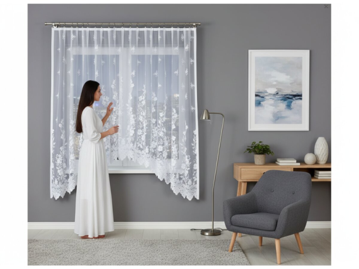 Dekorační oblouková dlouhá záclona na žabky LUDWIKA 180 bílá 300x180 cm MyBestHome