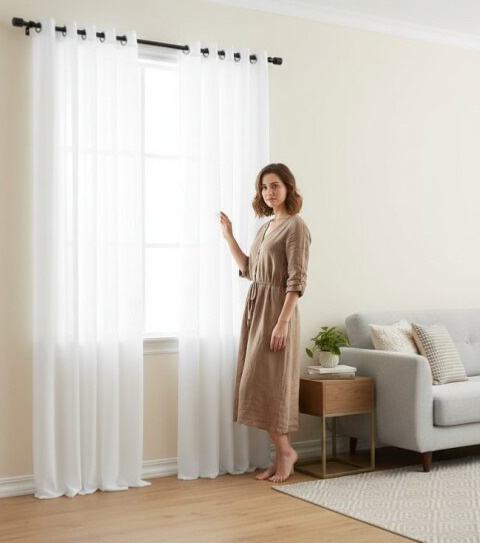 Dekorační dlouhá voálová záclona s kroužky EDEN bílá 145x260 cm MyBestHome 1+1 zdarma