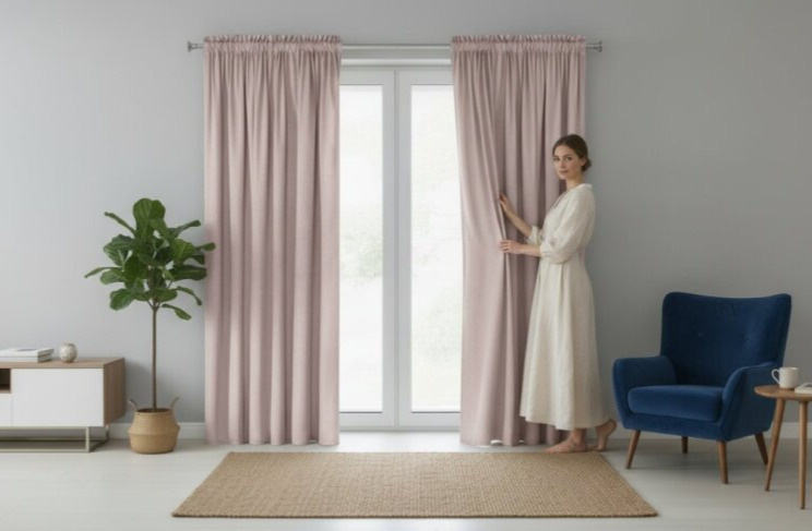 Dekorační VELVET závěs s řasící páskou ESTER 140x270 cm pudrová růžová (cena za 1 kus) MyBestHome