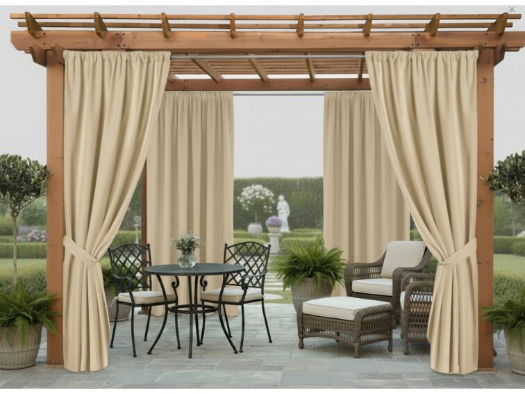 Venkovní zahradní závěs s tunýlkem JAMAICA color 17 světle béžová, různé rozměry MyBestHome