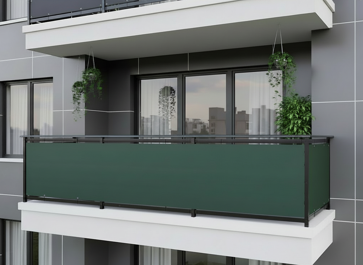 Balkonová zástěna OSLO zelená, výška 90 cm, šířka 700 cm rozteč 25 cm MyBestHome