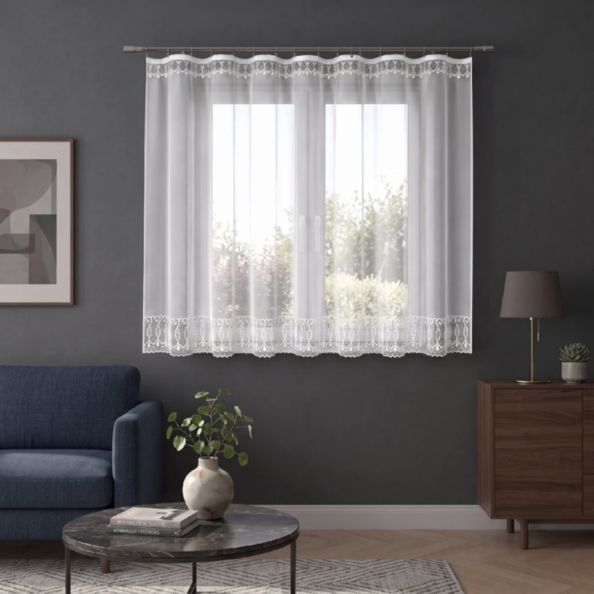 Dekorační žakárová záclona s řasící páskou ESSENCES 160 bílá 300x160 cm MyBestHome