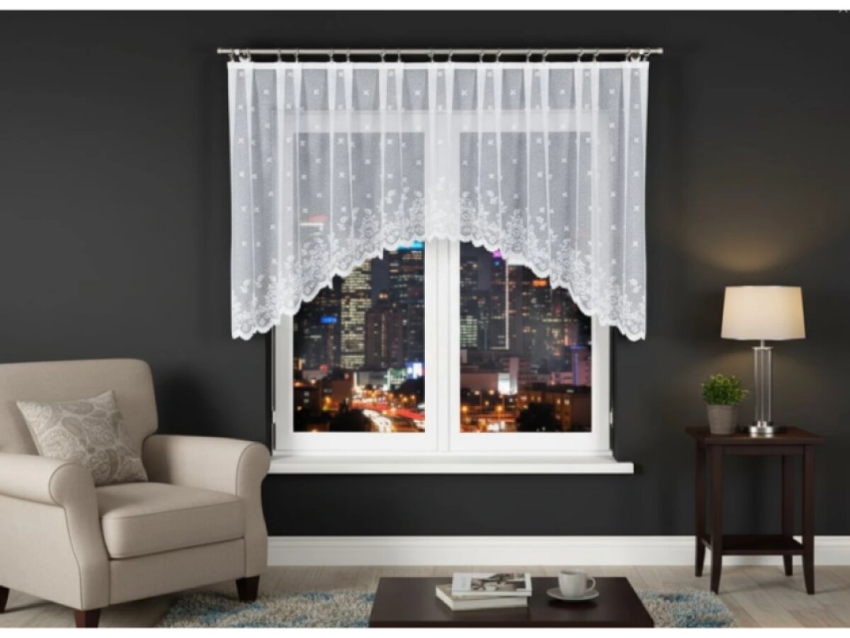 Dekorační oblouková krátká záclona na žabky KAROLINA bílá 300x130 cm MyBestHome