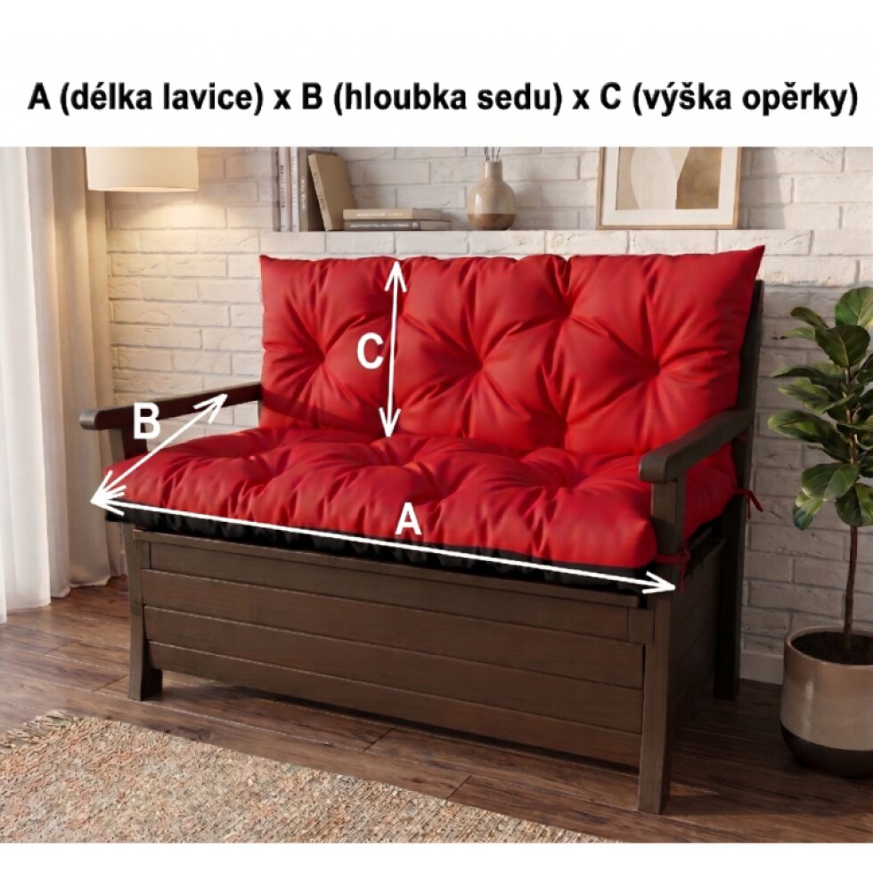 VLASTNÍ ROZMĚR prošívané sezení JONAS, polstr na zahradní lavici - sedák s opěrkou, fialová 29, Mybesthome