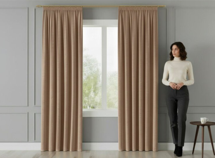 Dekorační závěs s řasící páskou VALMONT 140 cm x 250 nebo 260 cm color 001 béžová (cena za 1 kus) MyBestHome