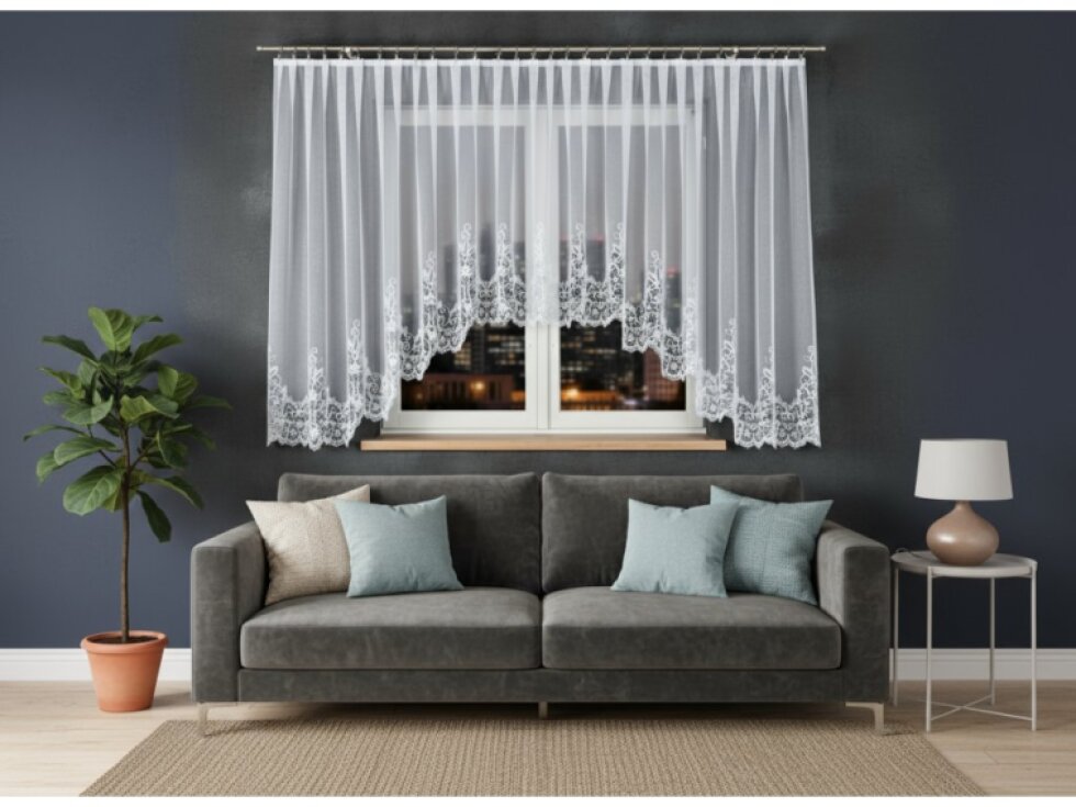 Dekorační krátká vzorovaná záclona na žabky BERENIKA 160 bílá 530x160 cm MyBestHome