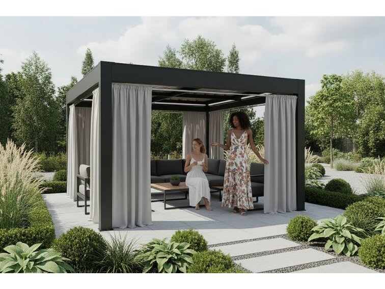 Venkovní zahradní závěs s řasící páskou GARDENIA TAPE světle šedá, různé rozměry Mybesthome