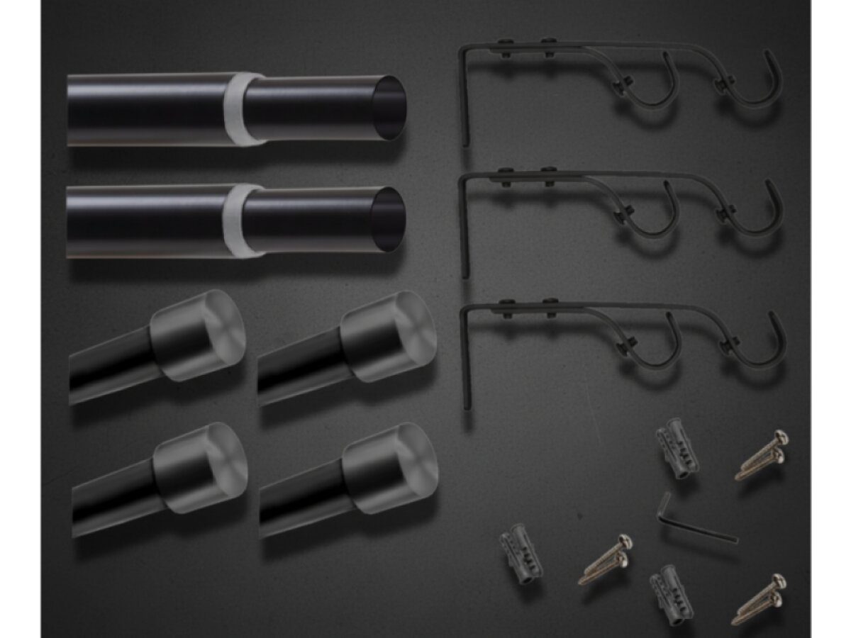 Kovová teleskopická garnýž VINCENZO DUO černá 200-350 cm Ø 16/19 mm dvouřadá Mybesthome