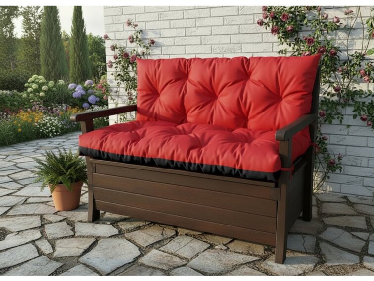 Prošívané sezení JONAS color 10 ČERVENÁ různé rozměry, polstr na zahradní lavici - sedák s opěrkou, Mybesthome