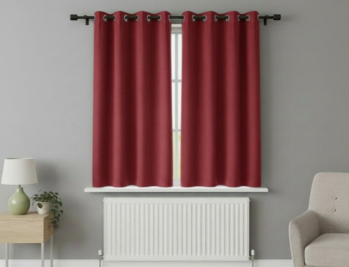 Zatemňovací krátký závěs s kroužky "BLACKOUT" NEW VITORIA 135x160 cm červená (cena za 1 kus) Mybesthome