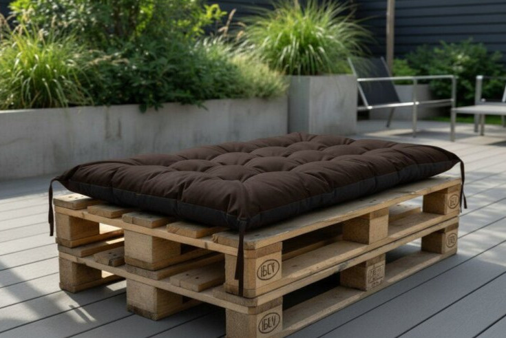 Prošívané sezení na paletu RICCO color 27 tmavě hnědá 120x80 cm polstr na paletu - sedák Mybesthome