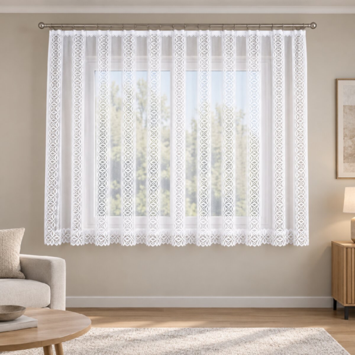 Žakárová záclona na žabky HELENA LINE 400x160 cm