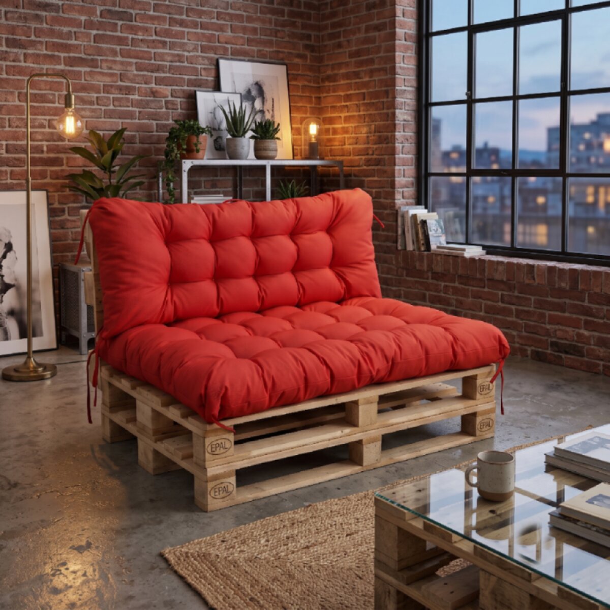 Interiérový polstr na palety LOFT 11 – červená pro paletové sezení do obývacího pokoje Mybesthome