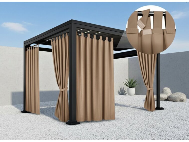 Venkovní zahradní závěs s poutky na suchý zip LISBOA béžová 07 různé rozměry Mybesthome