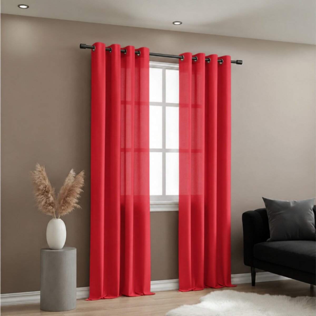 Dekorační závěs EASY TOP červená s kroužky 140x250 cm