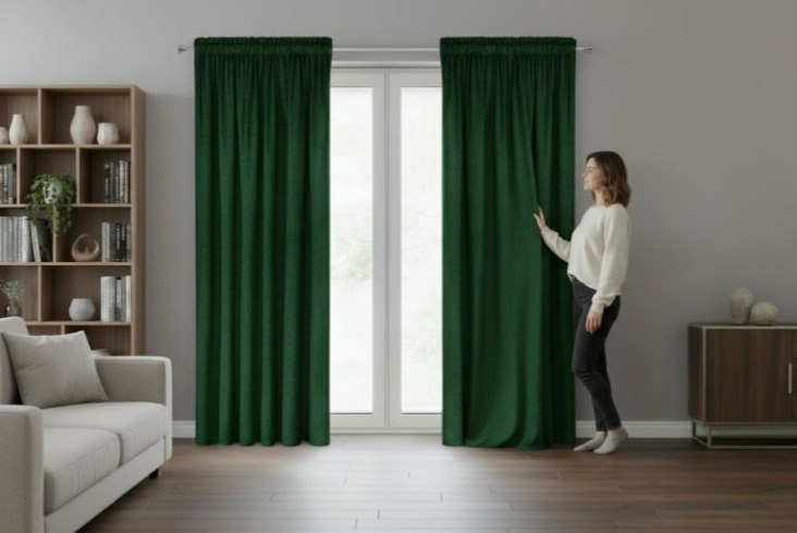 Dekorační VELVET závěs s řasící páskou ESTER zelená 140x270 cm (cena za 1 kus) MyBestHome
