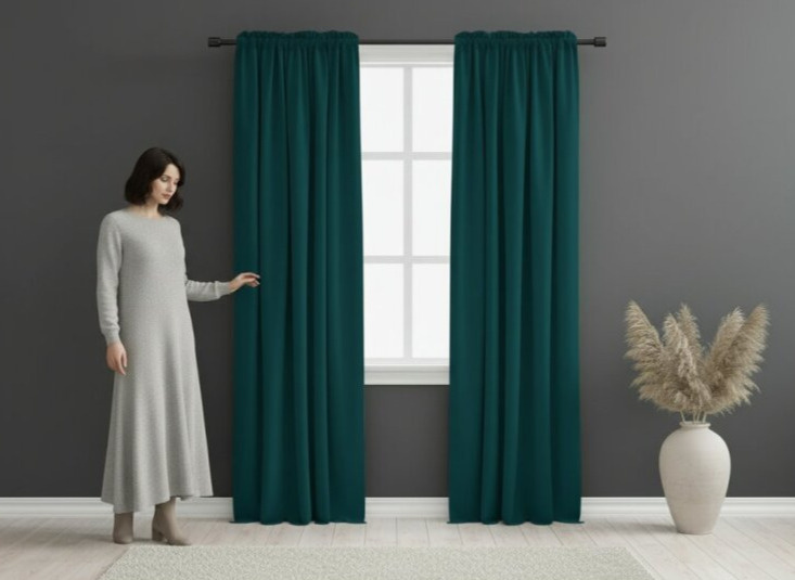 Zatemňovací závěs s řasící páskou "BLACKOUT" VIGO 135x250 cm, petrolejová, (cena za 1 kus) MyBestHome