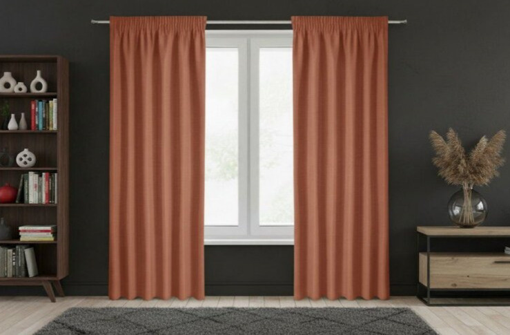 Dekorační dlouhý jednobarevný závěs s řasící páskou RAMONA červená 140x270 cm (cena za 1 kus) MyBestHome