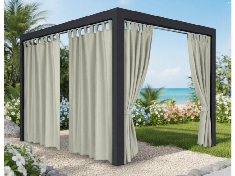 Venkovní zahradní závěs s poutky PORTO světle béžová 03 různé rozměry Mybesthome