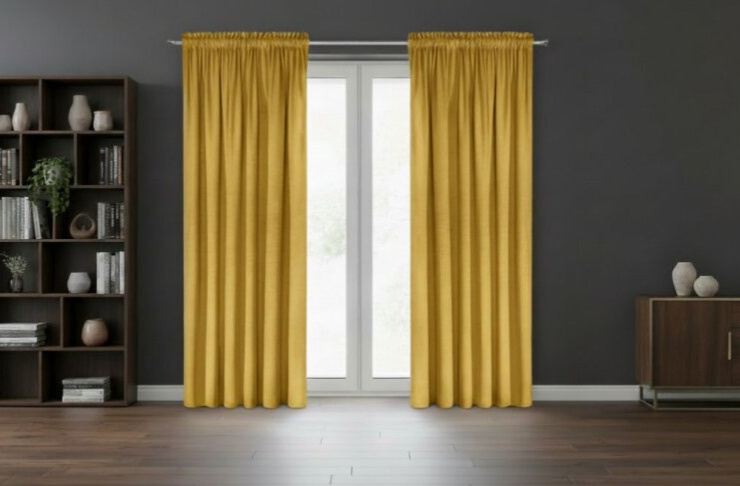 Dekorační VELVET závěs s řasící páskou ESTER 140x270 cm mustard/hořčicová (cena za 1 kus) MyBestHome