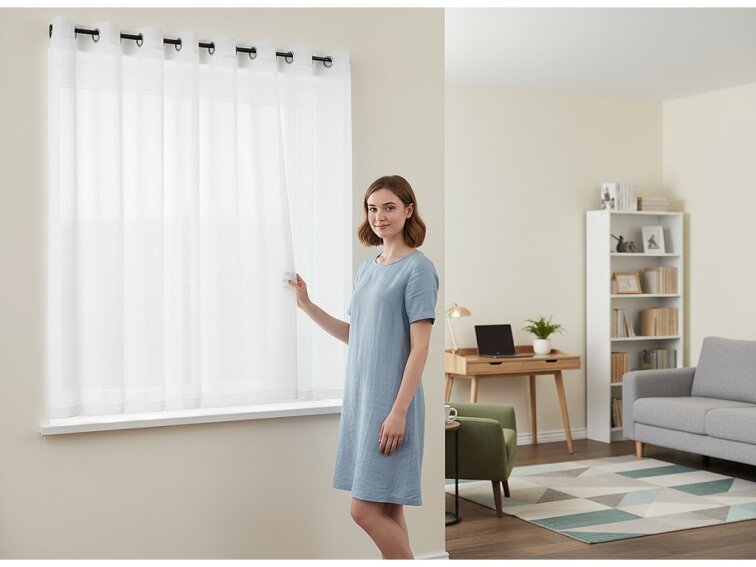 Dekorační krátká záclona s kroužky s jemnou stukturou STELLA 350x160 cm bílá MyBestHome