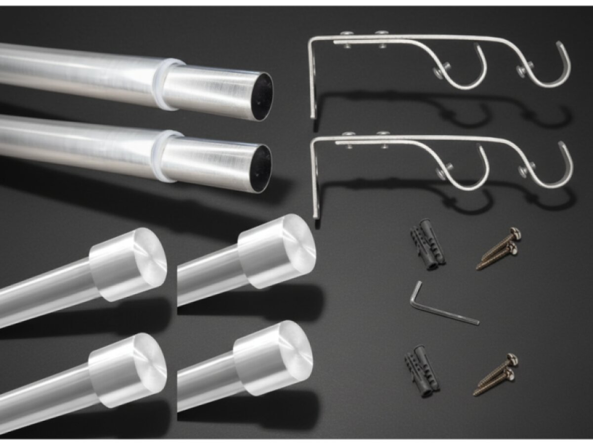 Kovová teleskopická garnýž VINCENZO DUO nerezová ocel 120-230 cm Ø 16/19 mm dvouřadá Mybesthome