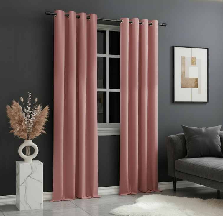 Dekorační dlouhý jednobarevný závěs s kroužky EASY TOP tmavě růžová 1x140x250 cm (cena za 1 kus) MyBestHome